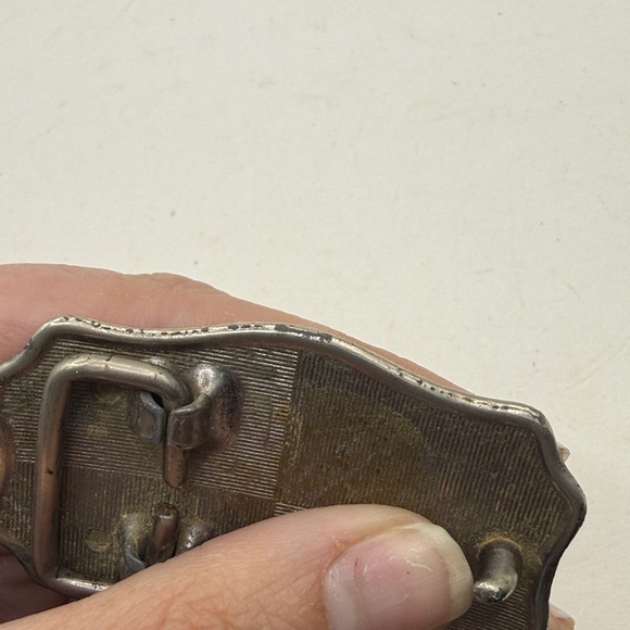 Vintage Texas Belt Buckle Red Enamel Western Floral Silver Tone Collectible - Picture 10 of 12